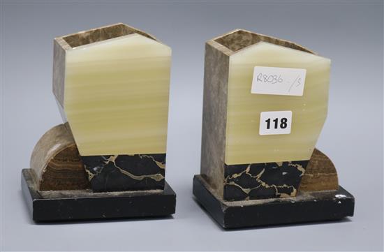 A pair of marble garnitures height 17.5cm